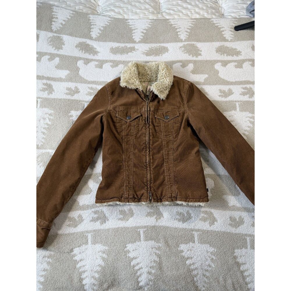 Vintage Abercrombie & Fitch Brown Corduroy Fur-Lined Bomber Jacket Size Small